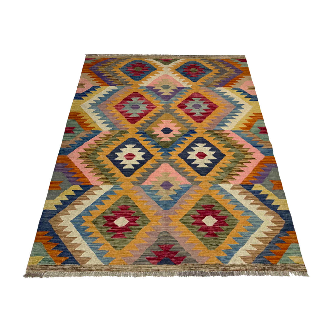 Handmade Turkish Design Wool Kilim 4' 2" x 6' 0" - No. AL263468