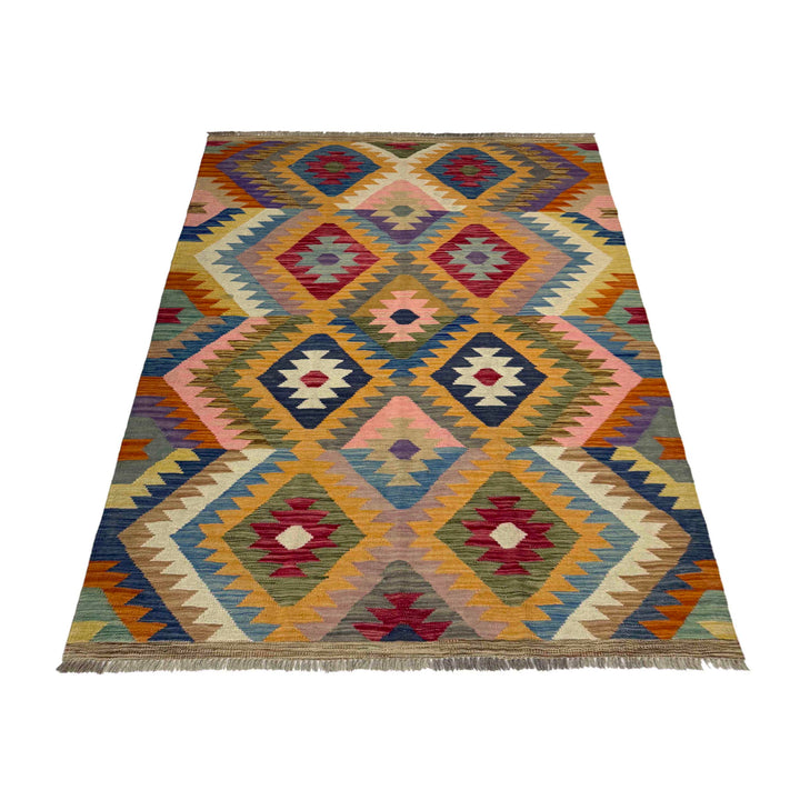 Handmade Turkish Design Wool Kilim 4' 2" x 6' 0" - No. AL263468