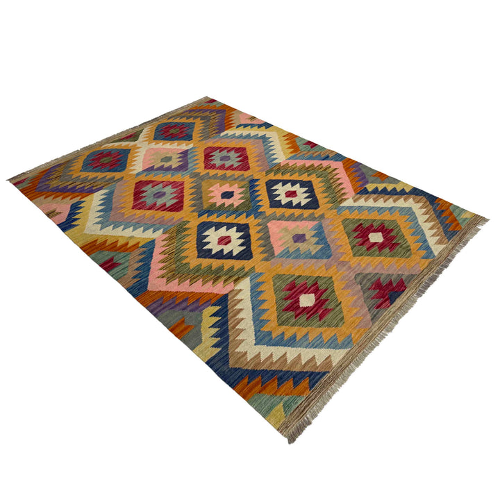 Handmade Turkish Design Wool Kilim 4' 2" x 6' 0" - No. AL263468
