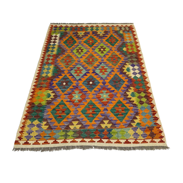 Handmade Afghan Vegetable Kilim 4' 2" x 6' 0" - No. AL364562