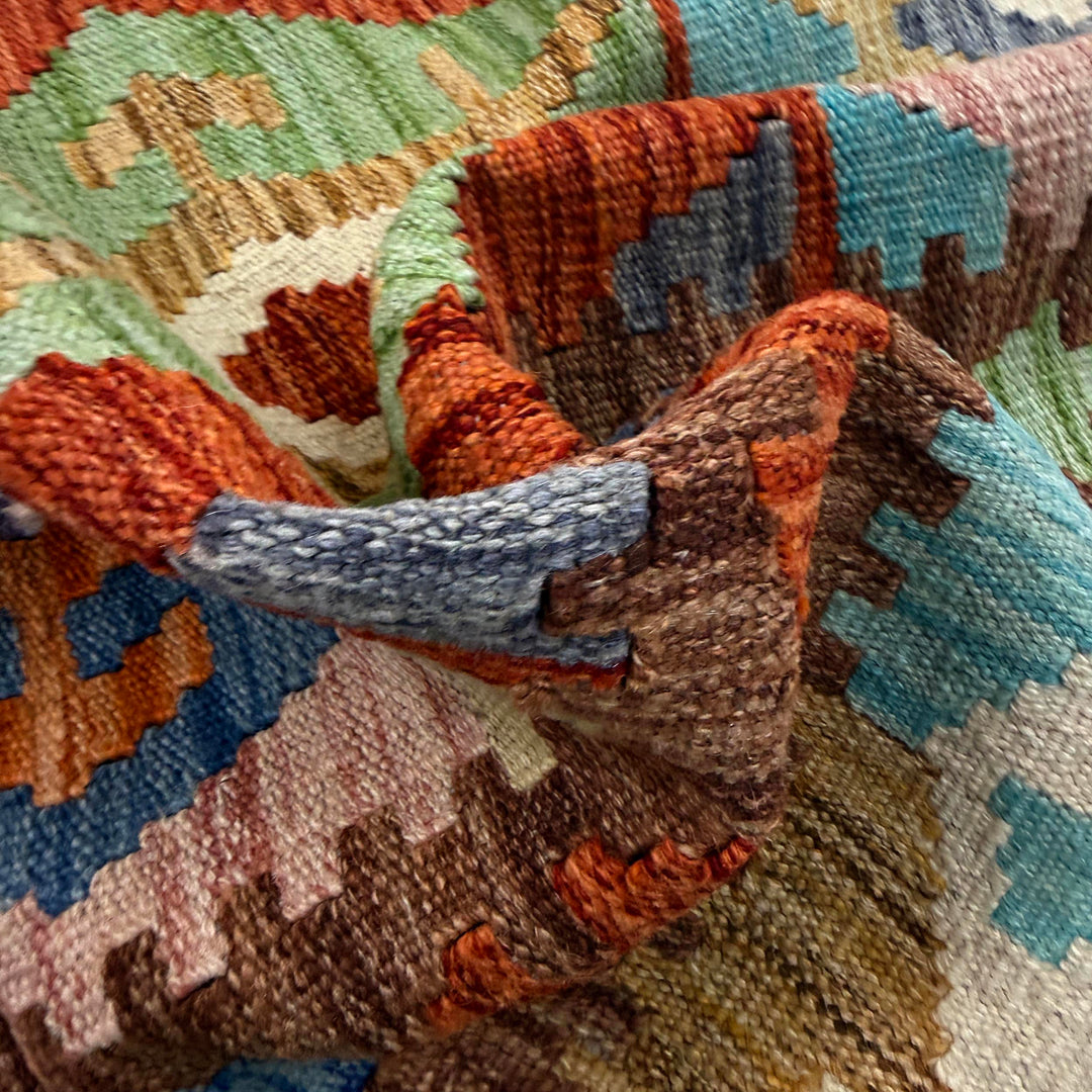 Multi Color ful Flat-Weave Wool Kilim 4' 0" x 6' 6" - No. AL661465