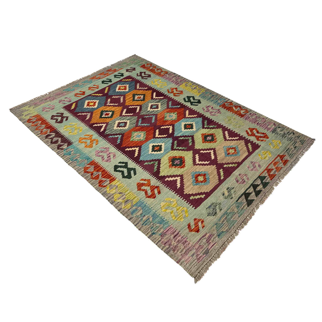 Hand Woven Wool Kelim 3' 9" x 5' 7" - No. AL450831