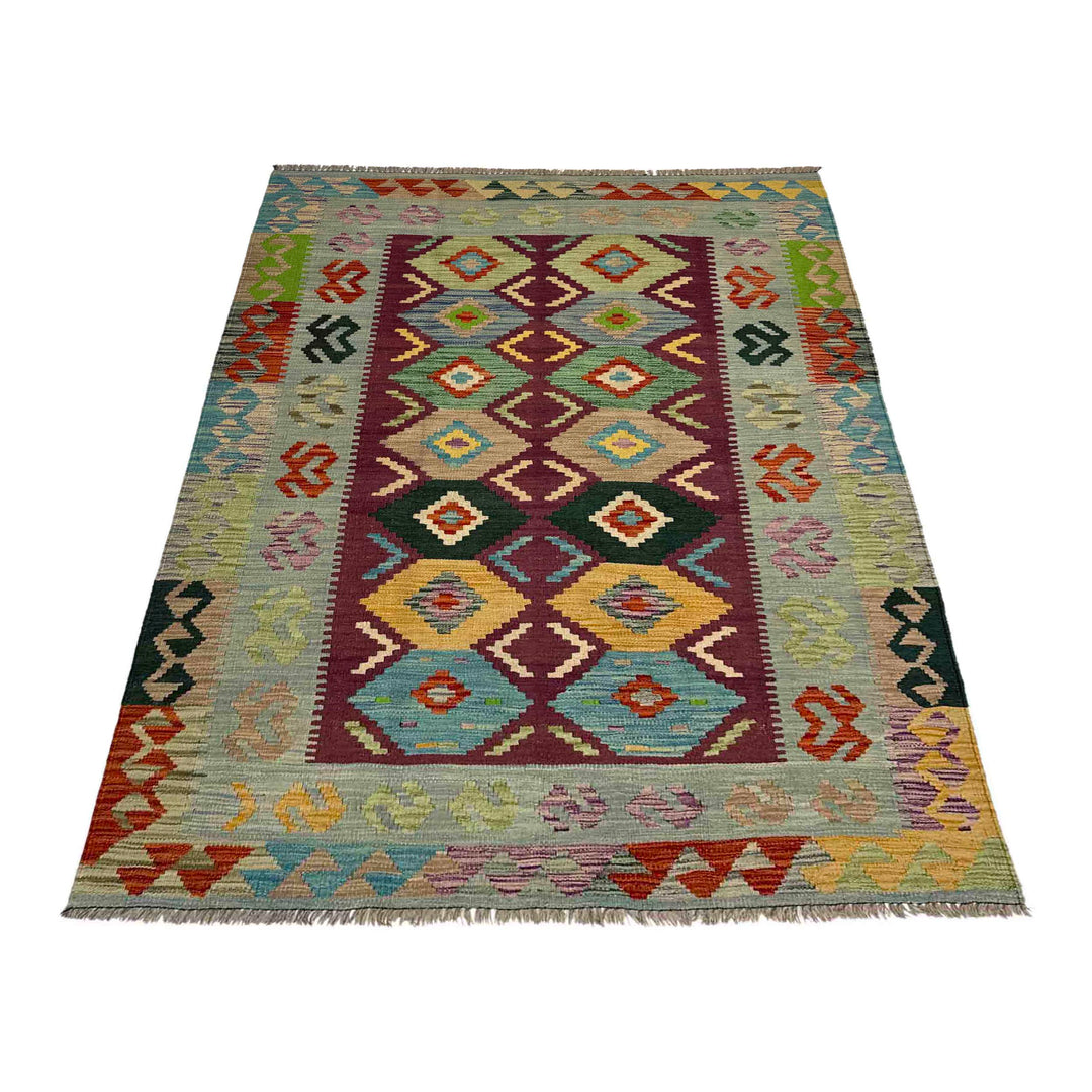 Handmade Turkish Design Wool Kilim 3' 10" x 5' 9" - No. AL452748