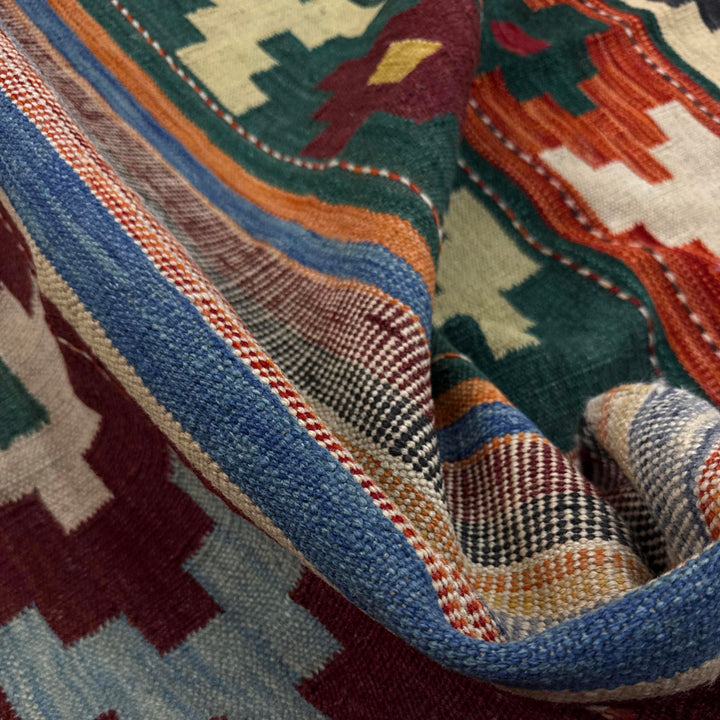Afghan Vegetable Kilim Rug 5' 9" x 8' 0" Flat-Weave texture