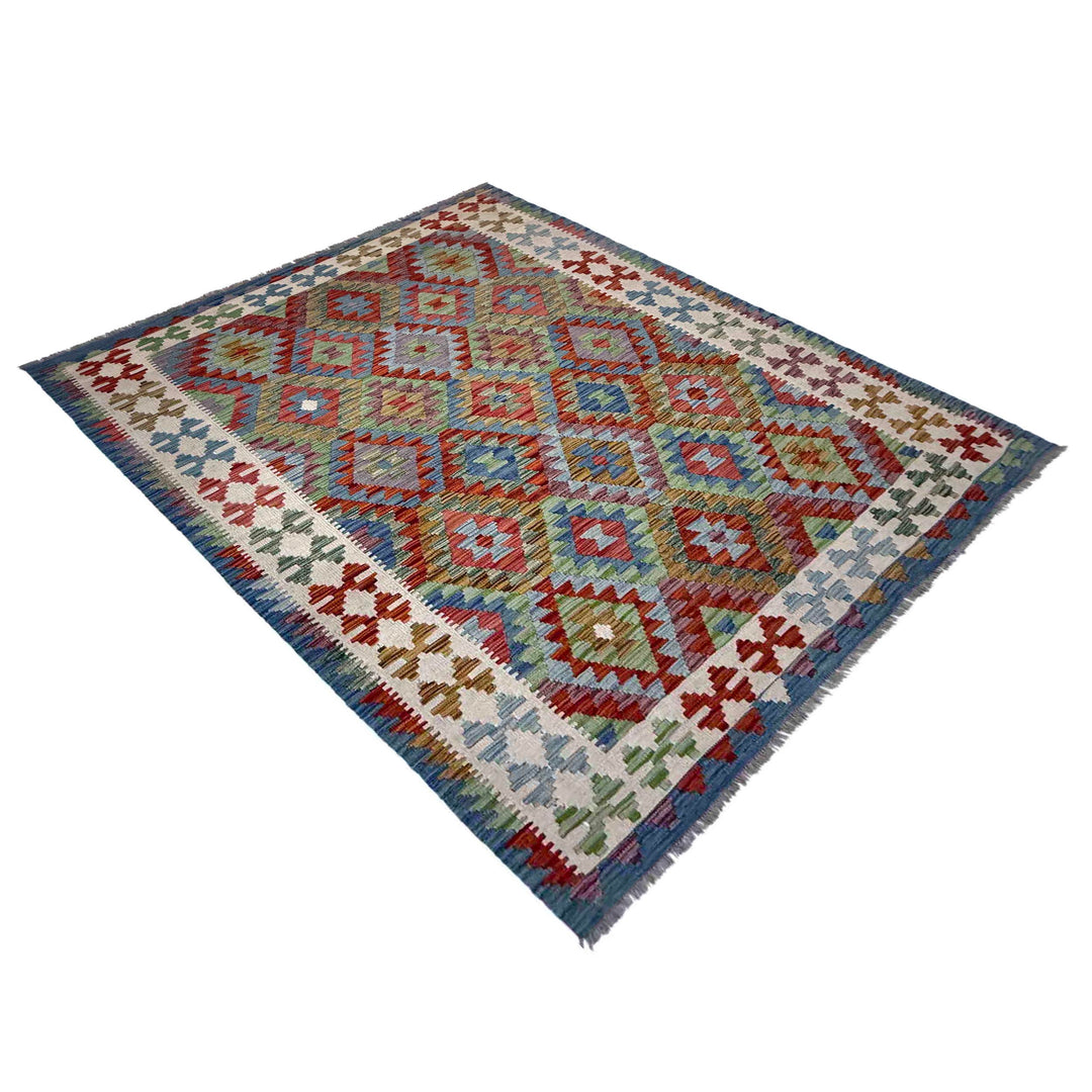 Afghan Vegetable Kilim Rug 5' 10" x 8' 1" Flat-Weave view