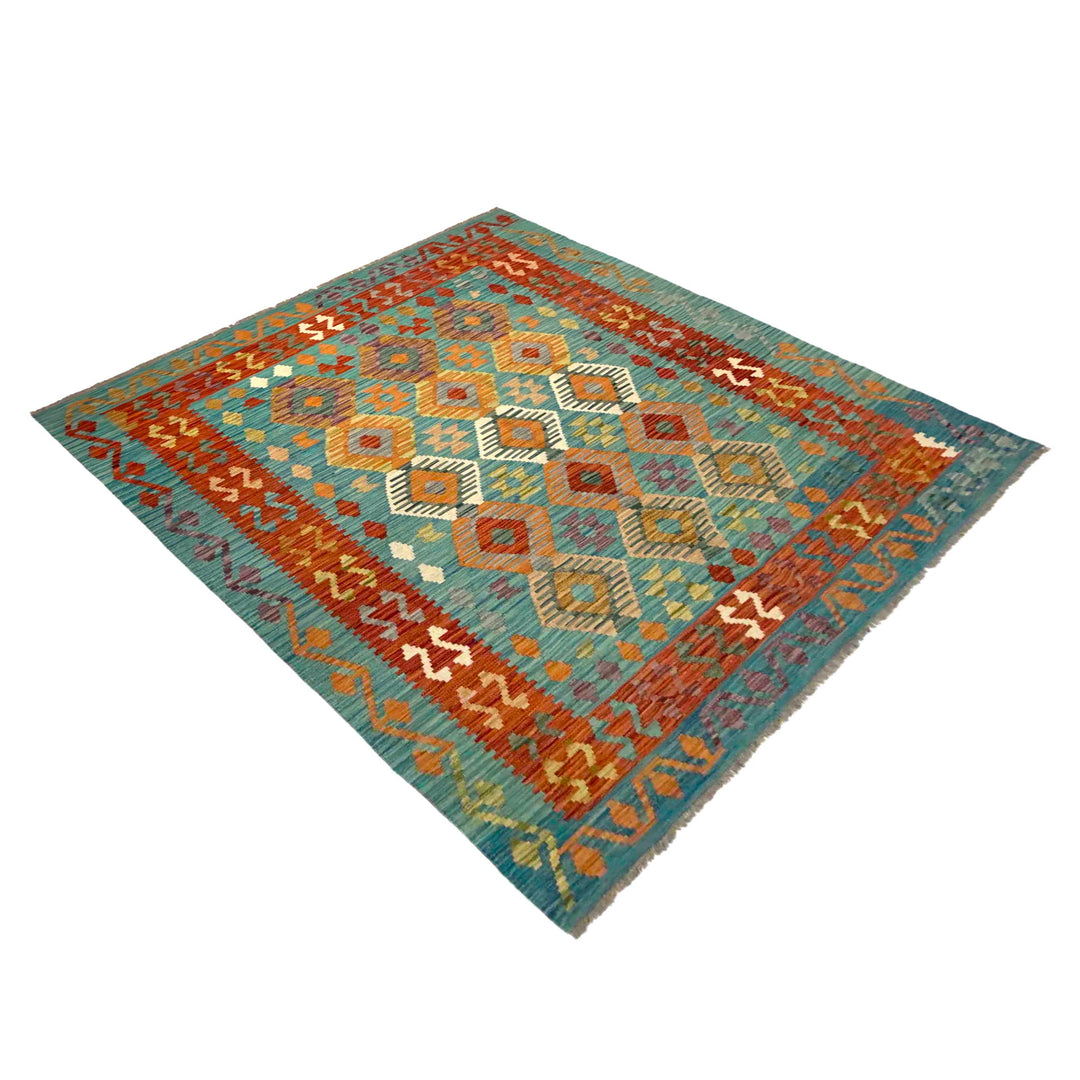 Afghan Vegetable Kilim Rug 5' 7" x 7' 11" Flat-Weave view