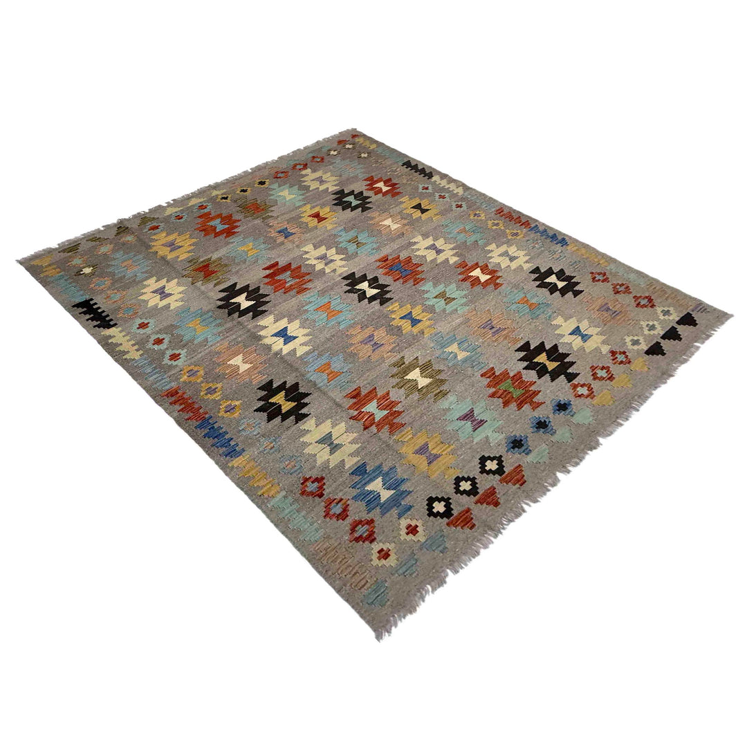 Afghan Vegetable Kilim Rug 5' 11" x 8' 1" Flat-Weave view