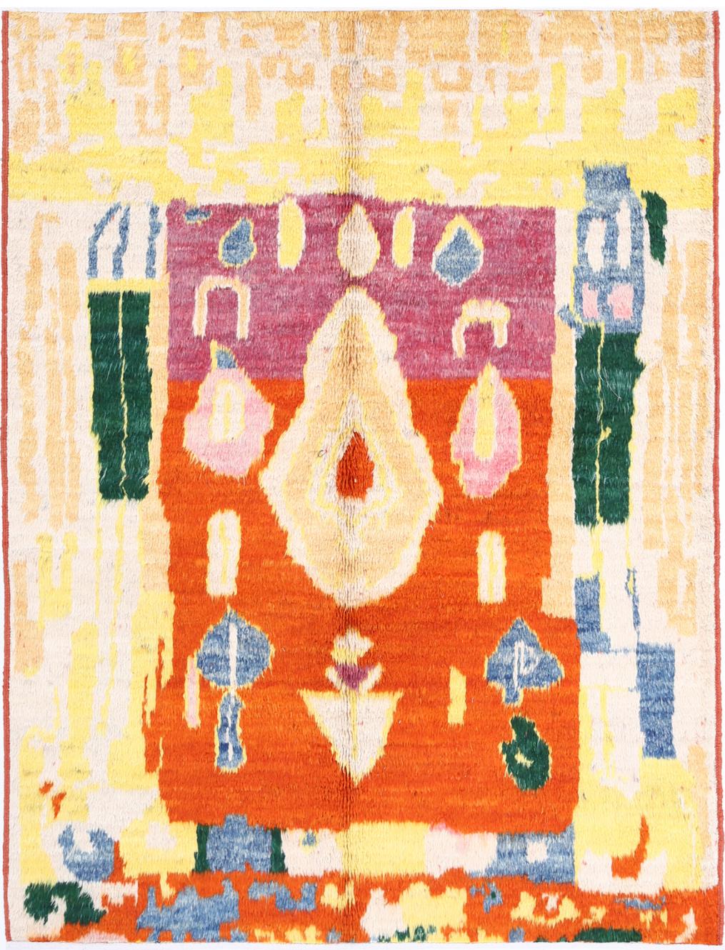 Afghan Moroccan Rug 5'3" x 6'11" Hand-Knotted