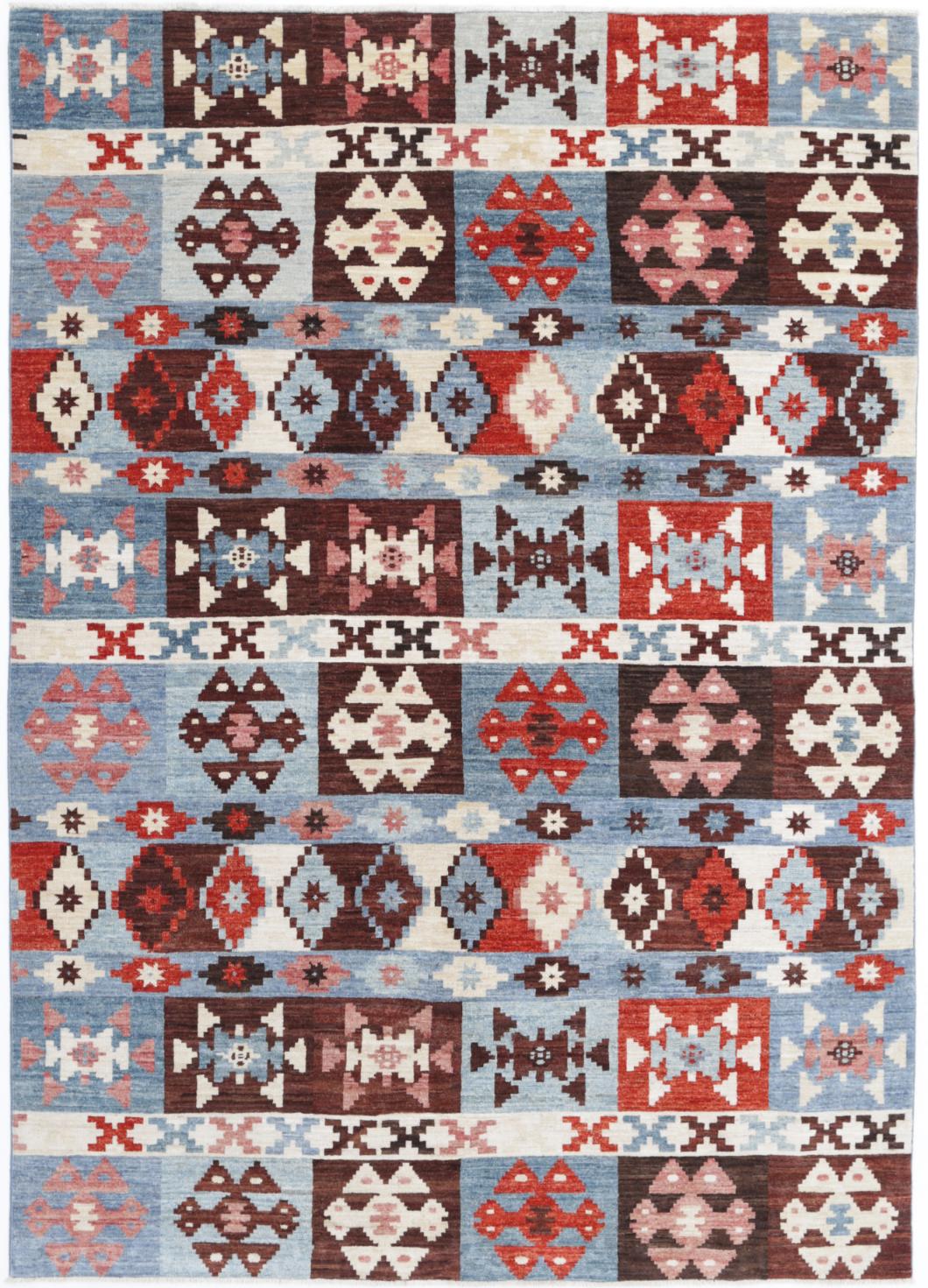 Afghan Modcar Rug 5'7" x 7'11" Hand-Knotted