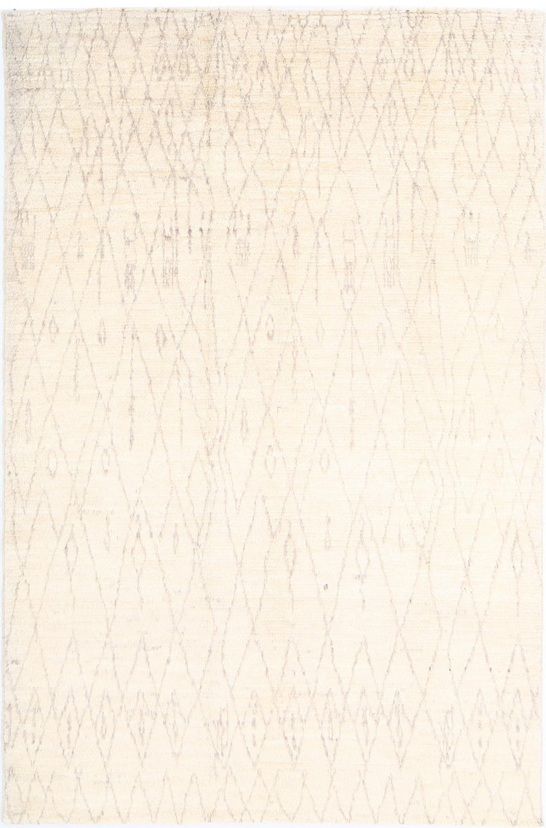 Ivory Moroccan Oriental Rug 6'0" x 9'0" Hand-Knotted