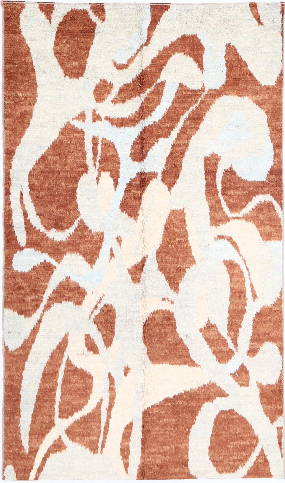 Rust Moroccan Oriental Rug 4'8" x 8'4" Hand-Knotted