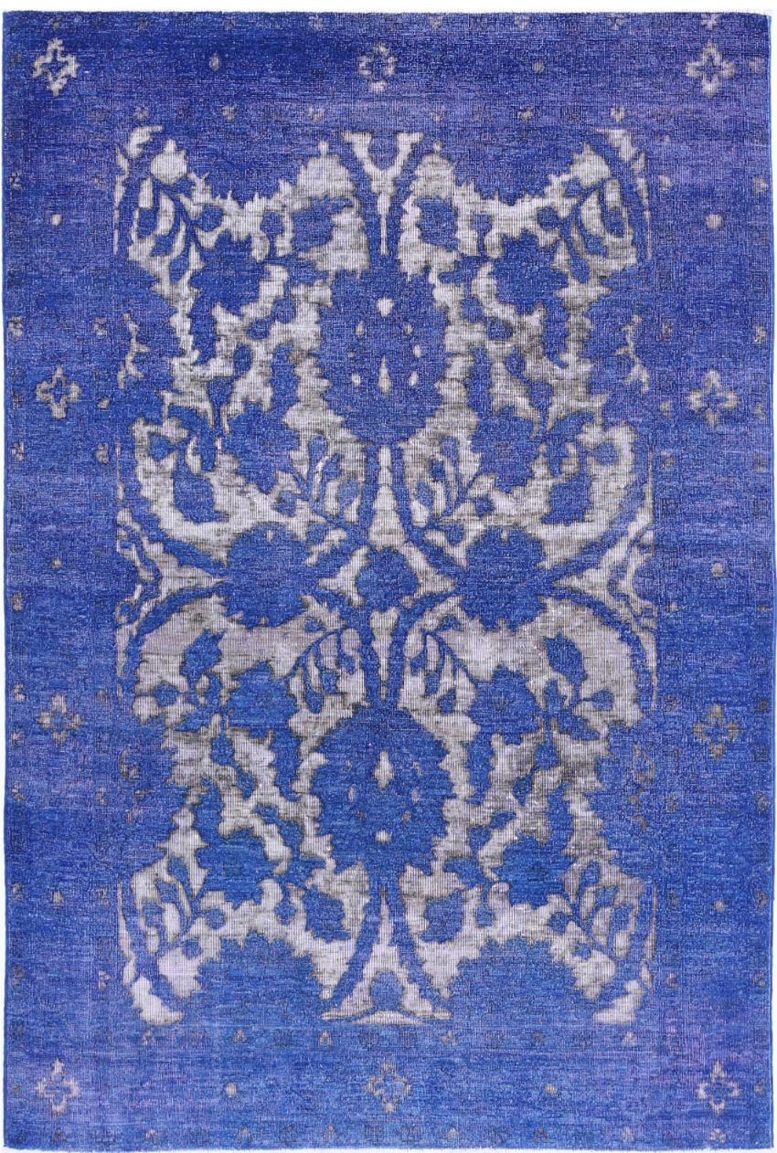 Purple Afghan Oriental Rug 4'6" x 6'6" Hand-Knotted