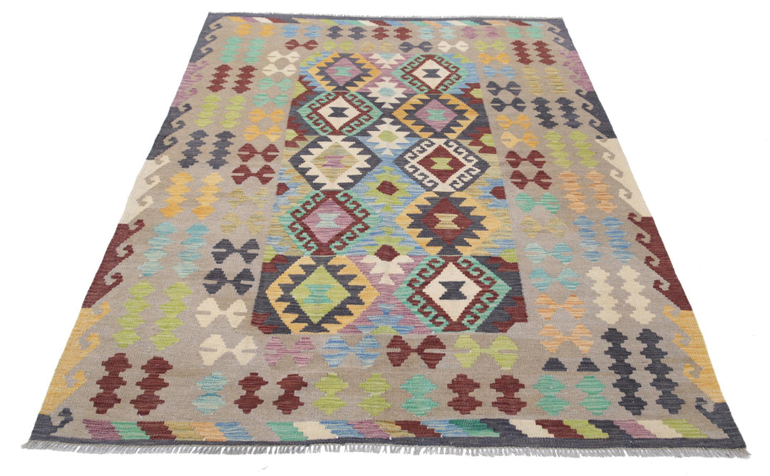 Kilim 4’ 11” x 6’ 5″ - No. AV15878 - ALRUG Rug Store