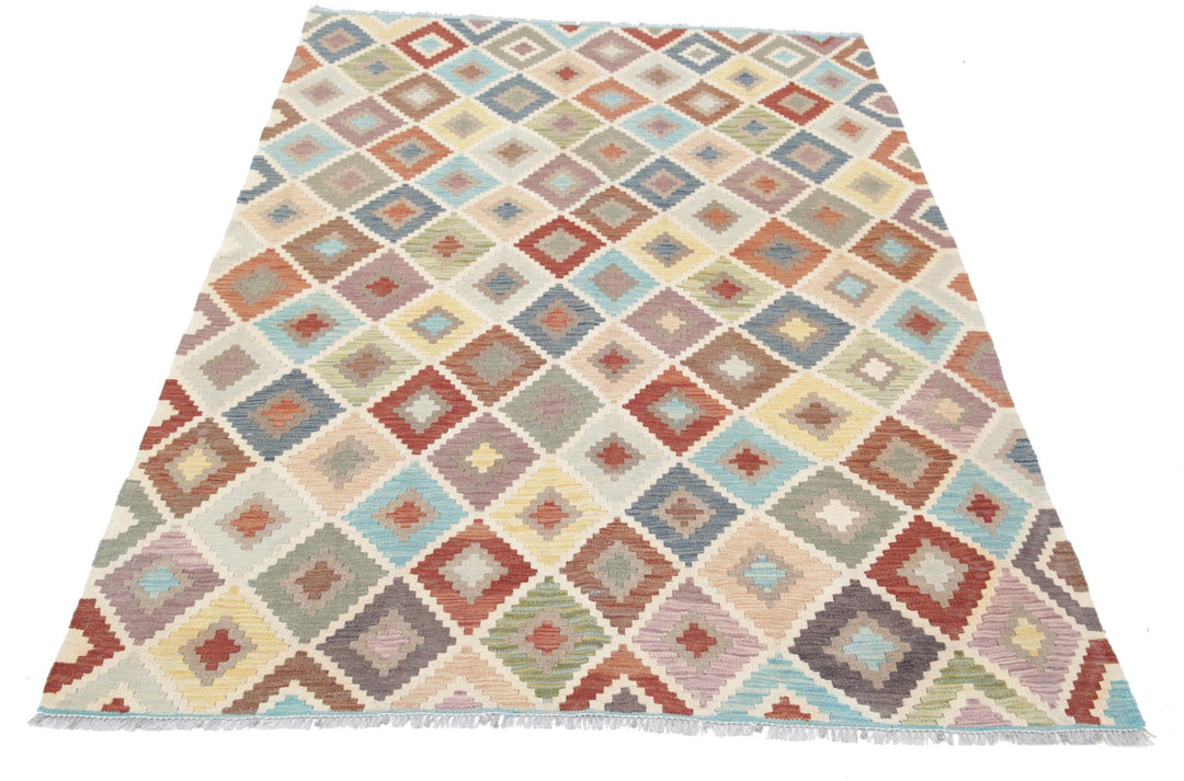 Kilim 4’ 7″ x 6’ 9″ - No. AV53132 - ALRUG Rug Store