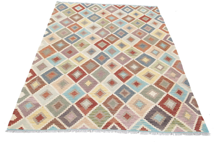 Kilim 4’ 7″ x 6’ 9″ - No. AV53132 - ALRUG Rug Store