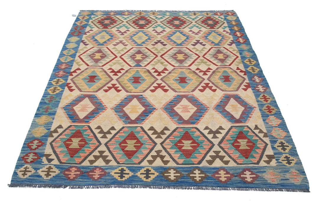 Kilim 4’ 11” x 6’ 9″ - No. AV60037 - ALRUG Rug Store