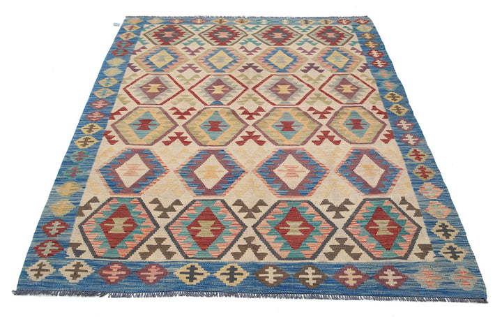 Kilim 4’ 11” x 6’ 9″ - No. AV60037 - ALRUG Rug Store