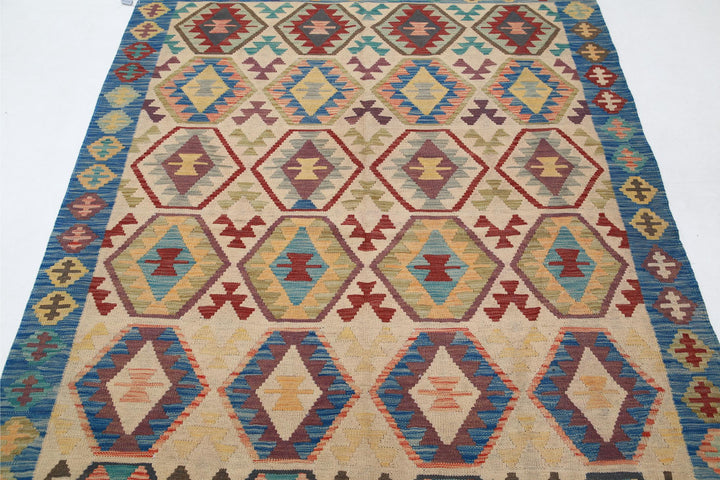 Kilim 4’ 11” x 6’ 9″ - No. AV60037 - ALRUG Rug Store