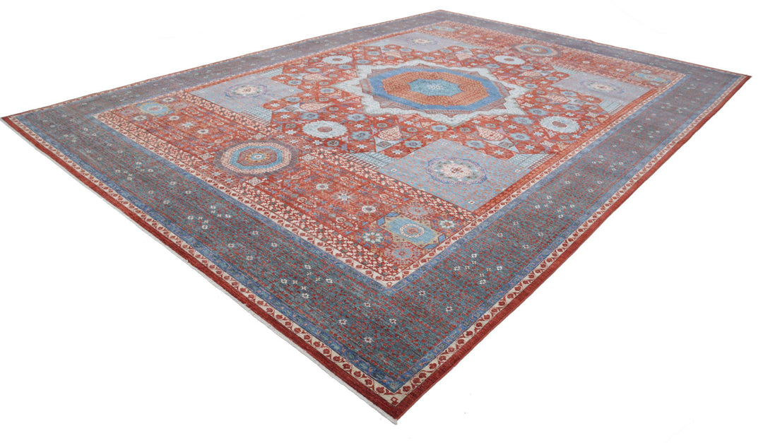 Red Afghan Mamluk Rug 11'9" x 16'6" Hand-Knotted view