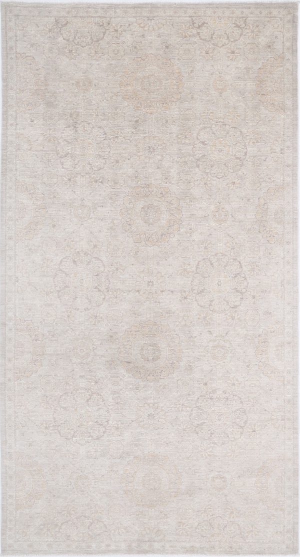 Grey Pakistani Tabriz Rug 6' 0" x 11' 6" Hand-Knotted