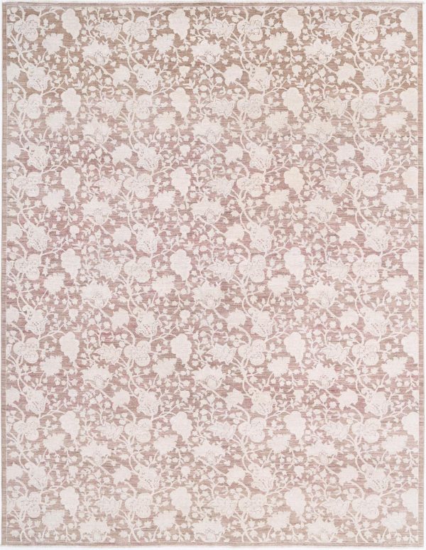 Brown Afghan Oriental Rug 8'10" x 11'5" Hand-Knotted