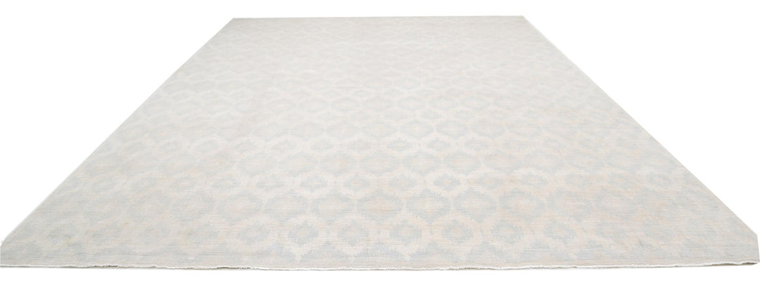 Ivory Afghan Oriental Rug 12'6" x 17'1" Hand-Knotted view 10