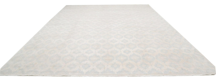 Ivory Afghan Oriental Rug 12'6" x 17'1" Hand-Knotted view 10