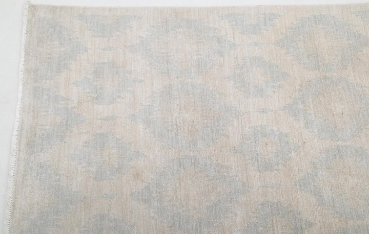 Ivory Afghan Oriental Rug 12'6" x 17'1" Hand-Knotted reverse