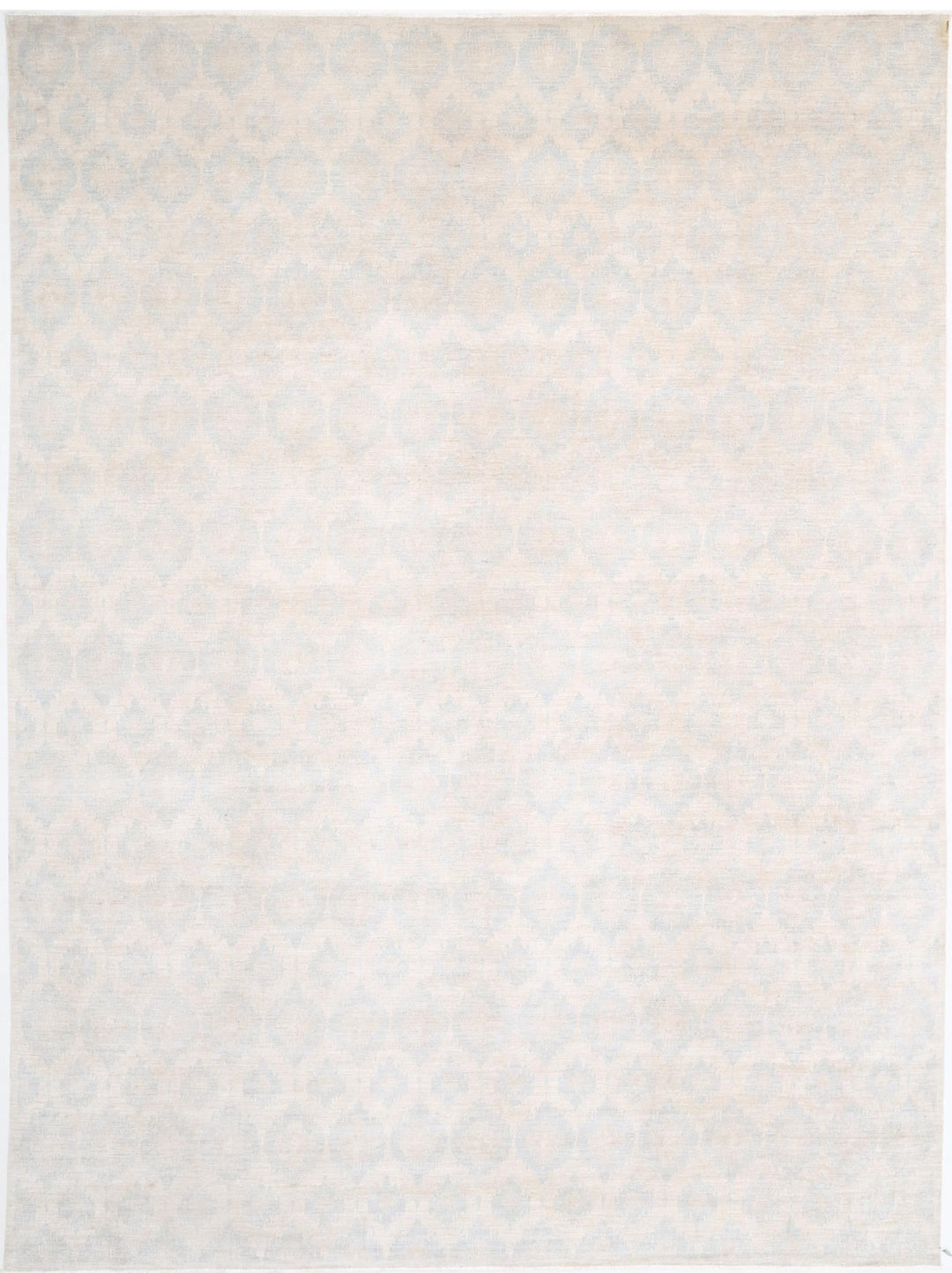 Ivory Afghan Oriental Rug 12'6" x 17'1" Hand-Knotted
