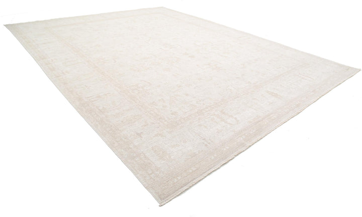 Ivory Pakistani Tabriz Rug 13'5" x 17'7" Hand-Knotted detail