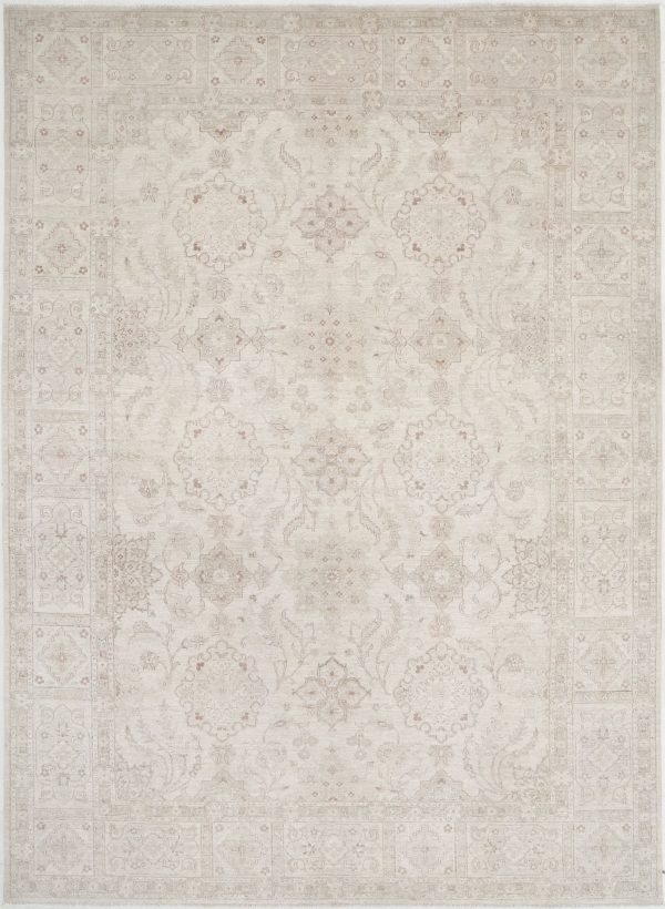 Ivory Afghan Serenity Rug 10' 1" x 13' 9" Hand-Knotted
