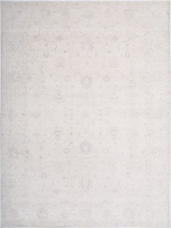 Ivory Afghan Serenity Rug 10'8" x 14'3" Hand-Knotted