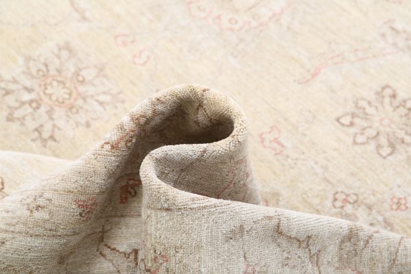 Gold Afghan Serenity Rug 9'6" x 13'6" Hand-Knotted texture