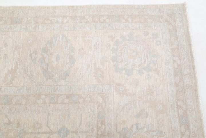Ivory Pakistani Tabriz Rug 11'11" x 14'6" Hand-Knotted texture