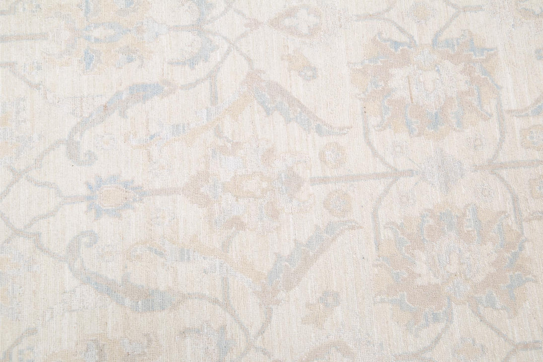 Ivory Pakistani Tabriz Rug 11'11" x 14'6" Hand-Knotted field