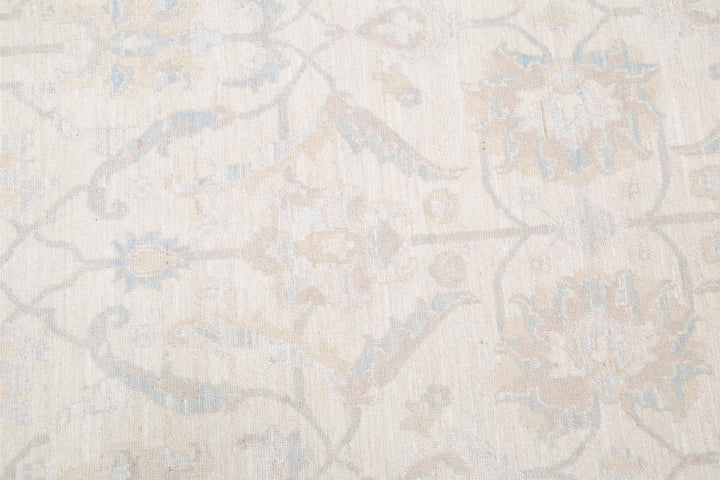 Ivory Pakistani Tabriz Rug 11'11" x 14'6" Hand-Knotted field