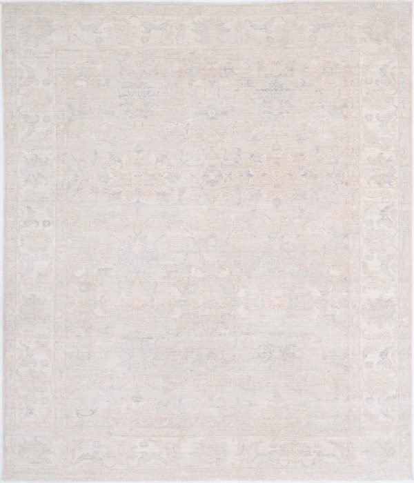Grey Afghan Serenity Rug 8'1" x 9'8" Hand-Knotted