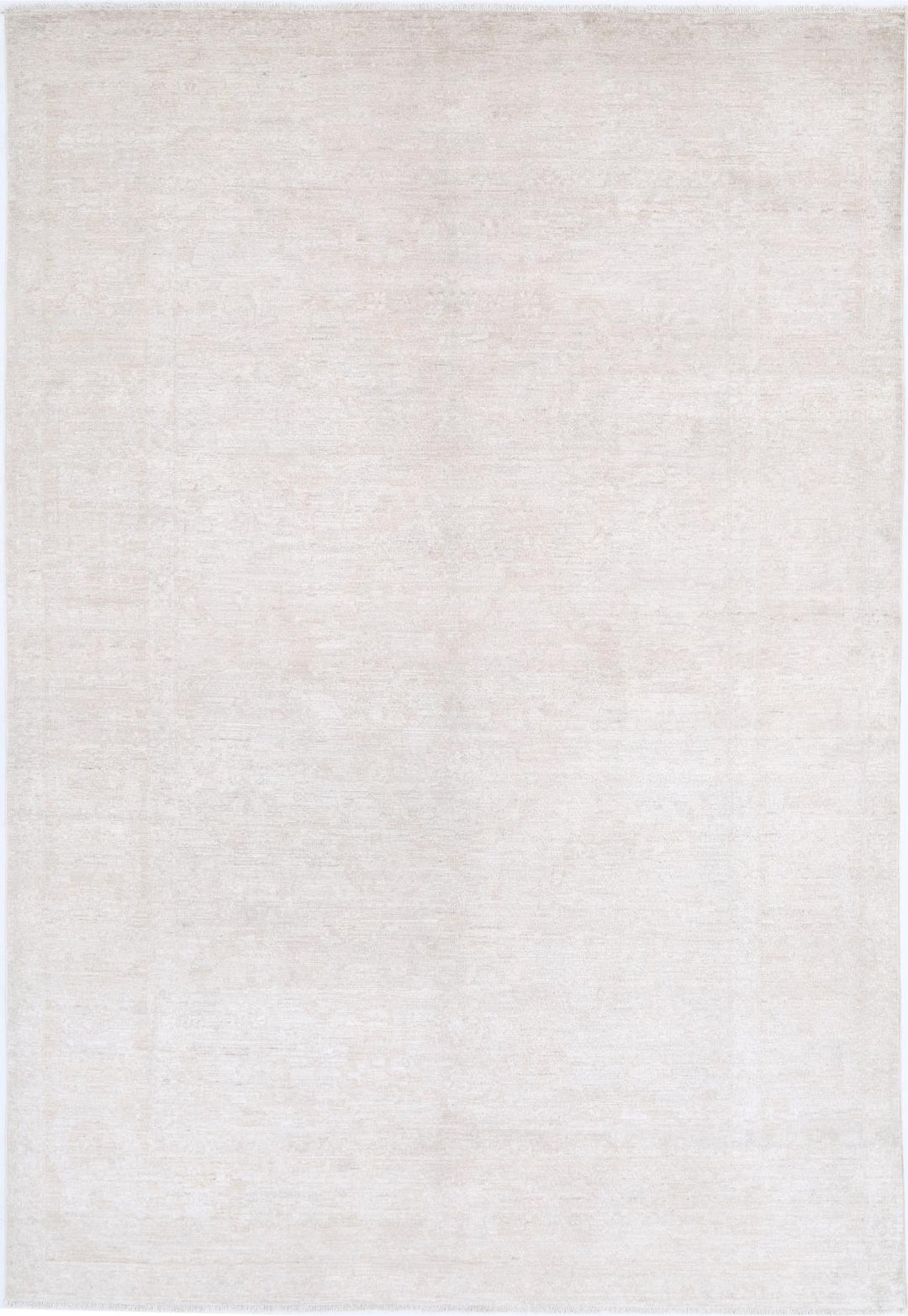 Ivory Afghan Tabriz Rug 5'11" x 8'9" Hand-Knotted