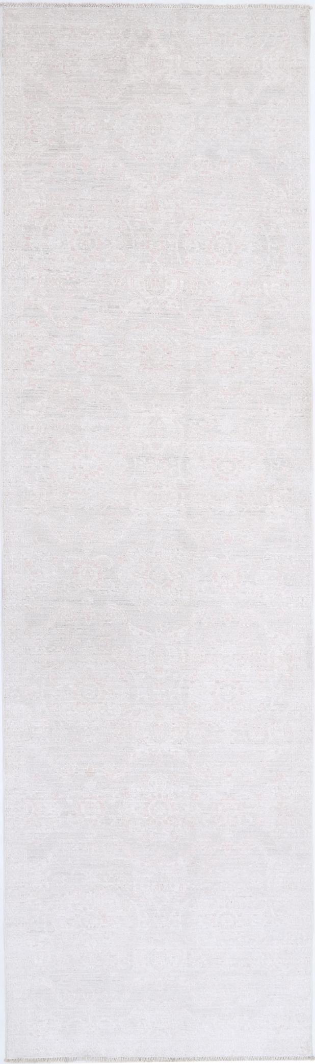 Ivory Pakistani Tabriz Rug 3'0" x 11'0" Hand-Knotted