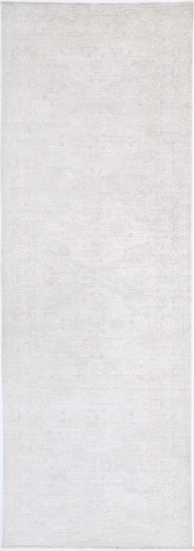 Ivory Pakistani Tabriz Rug 3'3" x 10'2" Hand-Knotted