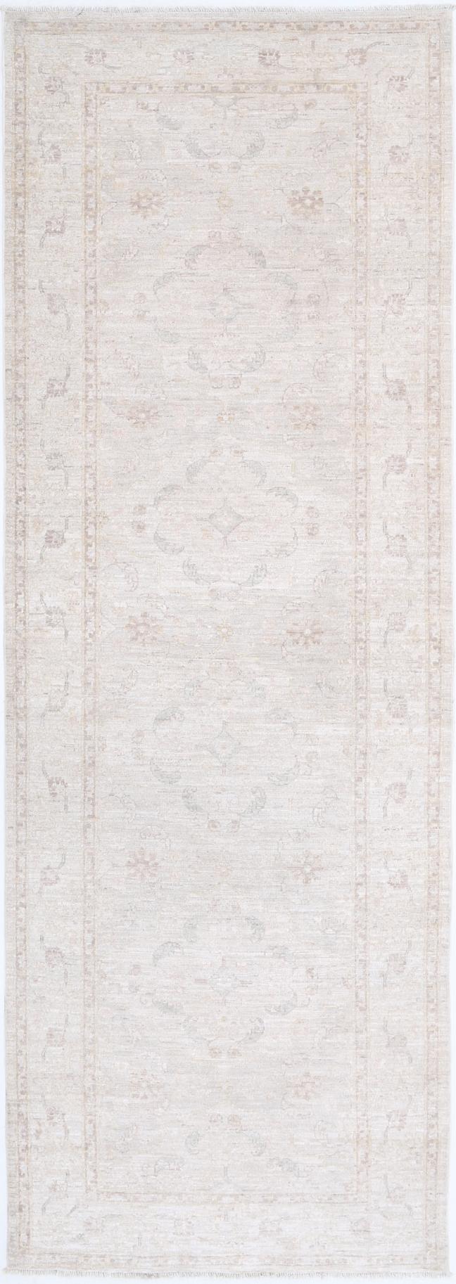 Ivory Pakistani Tabriz Rug 3'4" x 9'10" Hand-Knotted