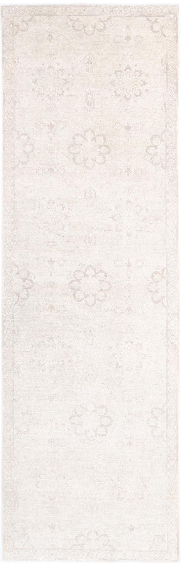 Ivory Pakistani Tabriz Rug 3'0" x 9'10" Hand-Knotted