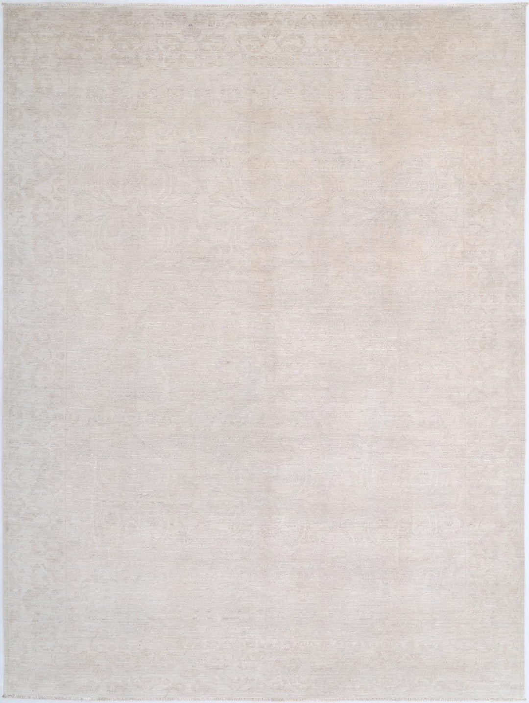 Ivory Pakistani Tabriz Rug 8'1" x 10'10" Hand-Knotted
