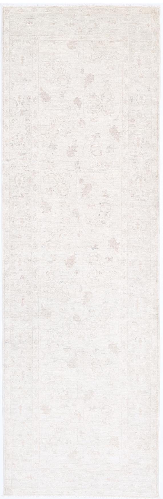 Ivory Pakistani Tabriz Rug 2'9" x 9'3" Hand-Knotted