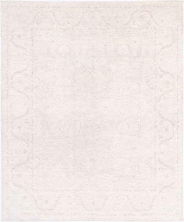 Ivory Afghan Serenity Rug 7'11" x 9'5" Hand-Knotted