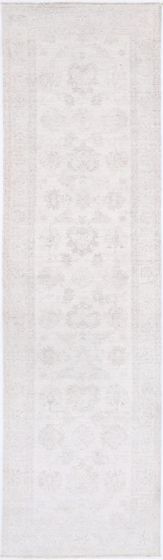 Ivory Afghan Serenity Runner Rug 2'6" x 9'9" Hand-Knotted