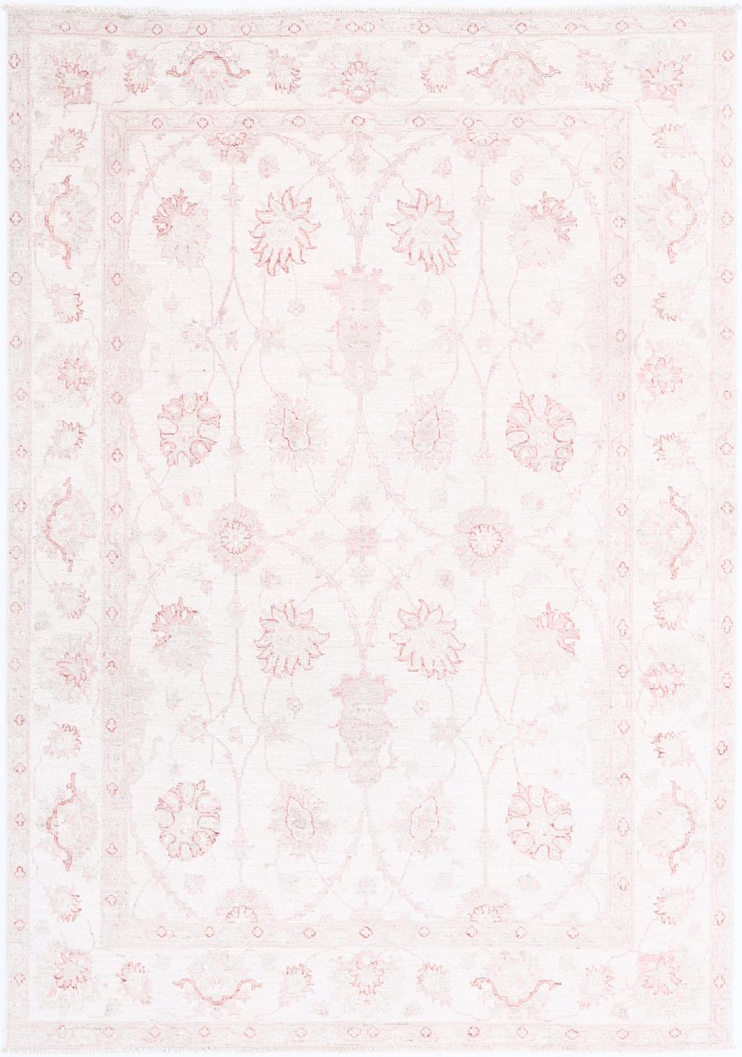 Ivory Afghan Serenity Rug 5'4" x 7'7" Hand-Knotted