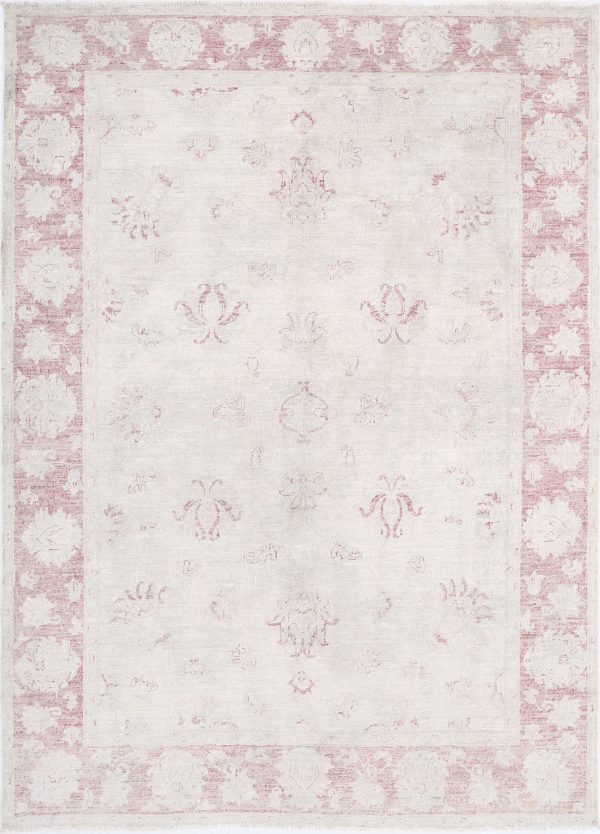 Ivory Pakistani Serenity Rug 5'3" x 7'3" Hand-Knotted