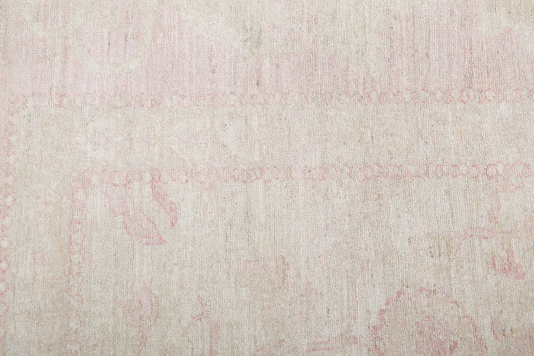 Ivory Afghan Tabriz Rug 13'9" x 17'7" Hand-Knotted texture