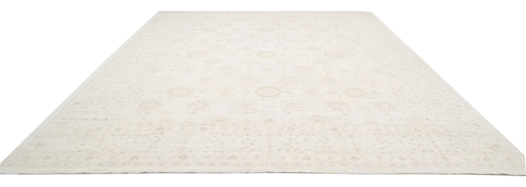 Ivory Afghan Serenity Rug 12'10" x 15'9" Hand-Knotted close-up